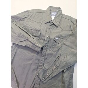 Vintage Wrangler Shirt Mens XL Black‎ Pearl Snap Western Heavy Denim Rodeo Chore